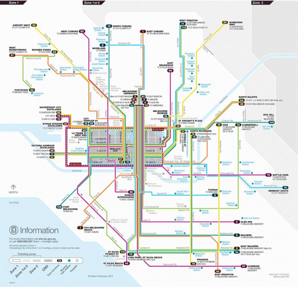 Мелбурн трамвај маршрутата на мапата