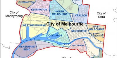 Карта на Мелбурн и околните области