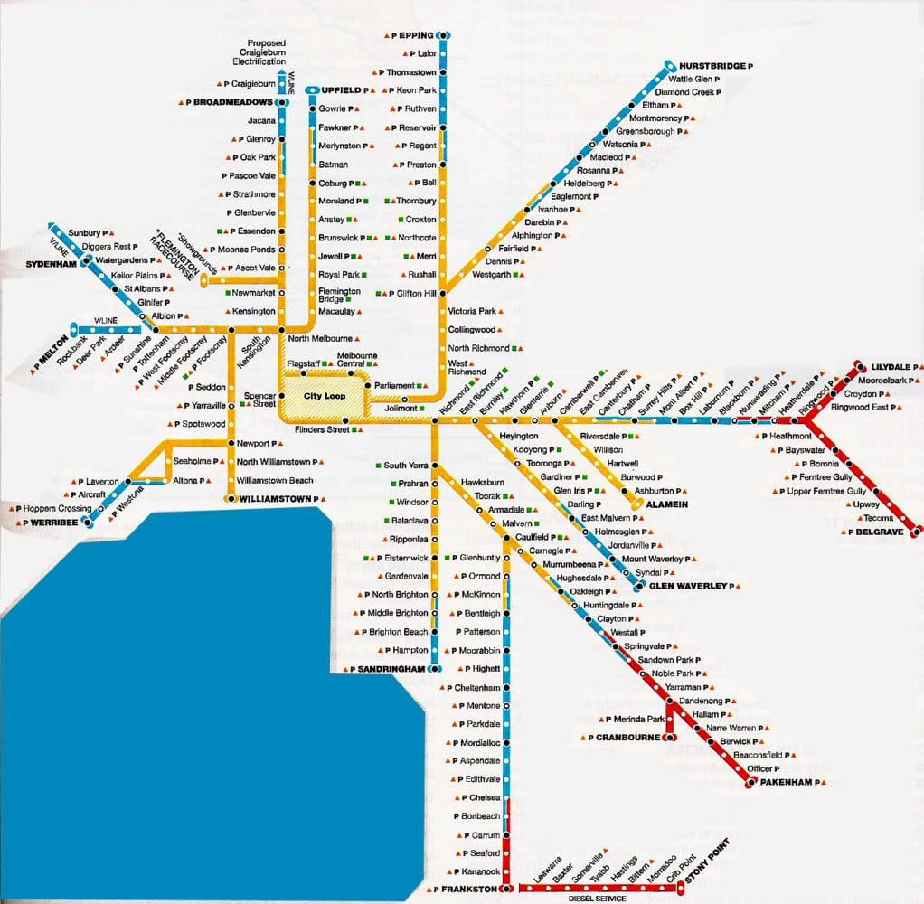Мелбурн метрополитенска област на мапата