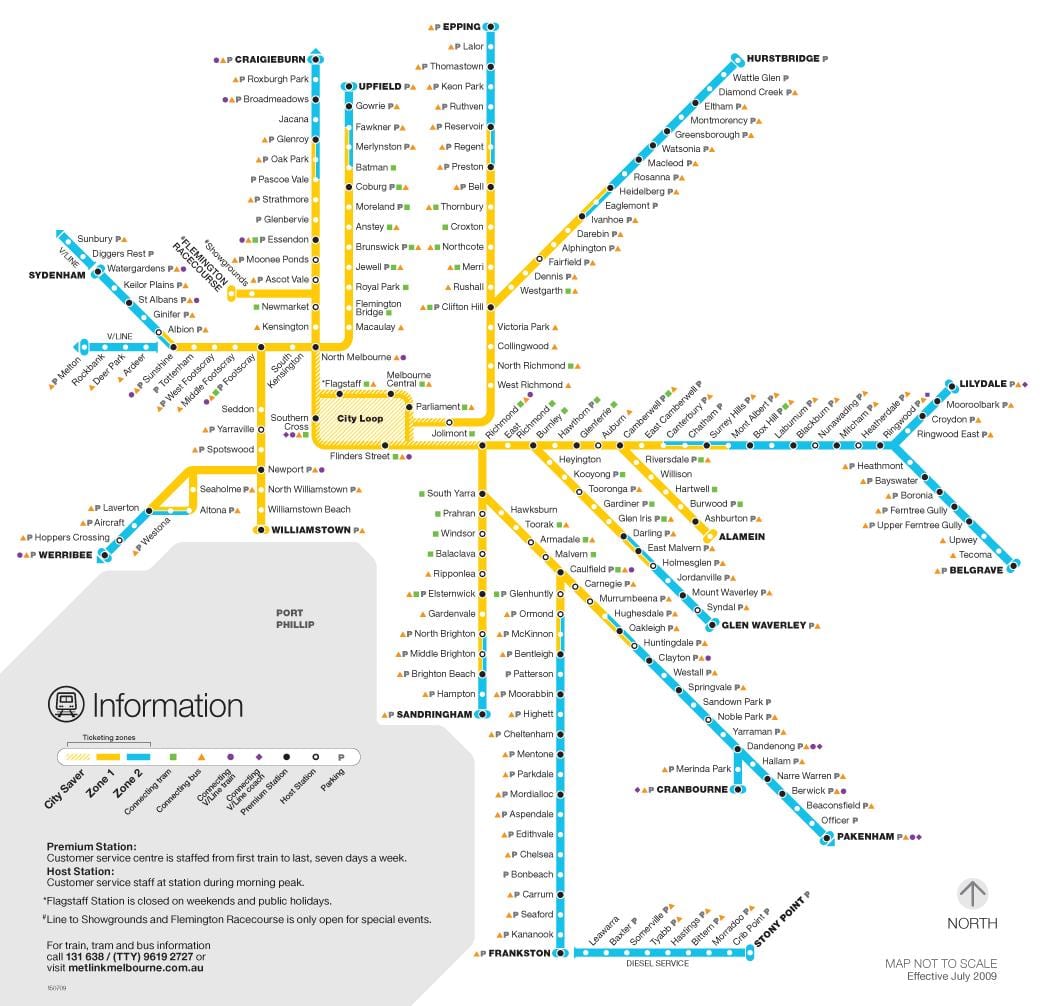 метро Мелбурн мапа