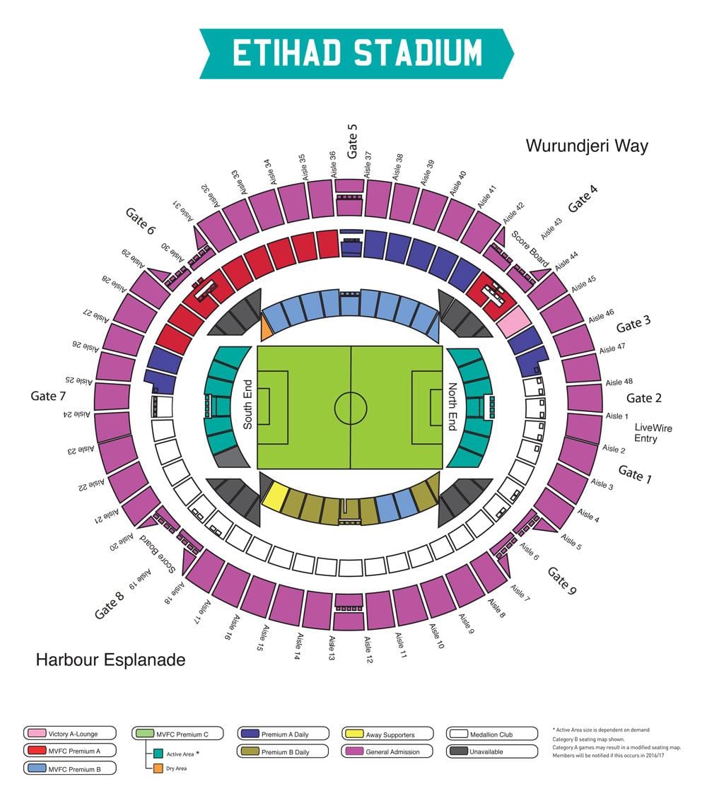 карта на Etihad стадион Мелбурн