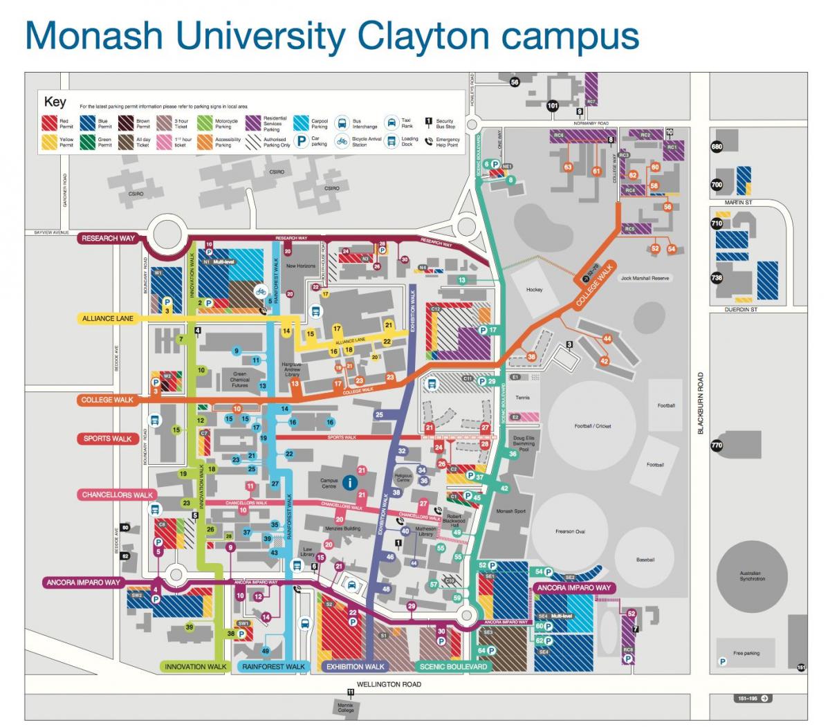 Monash university Клејтон мапа
