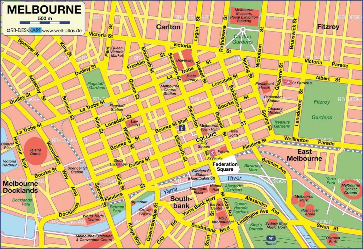 мапата на градот Мелбурн
