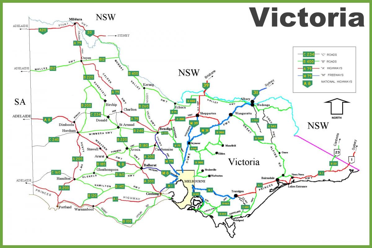 мапа на Викторија, Австралија