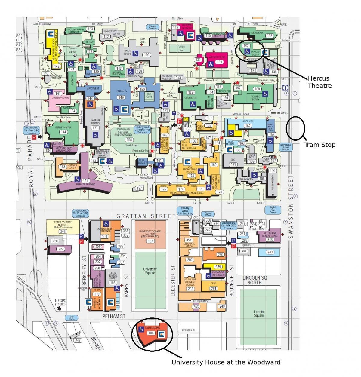 Викторија универзитетски кампус мапа