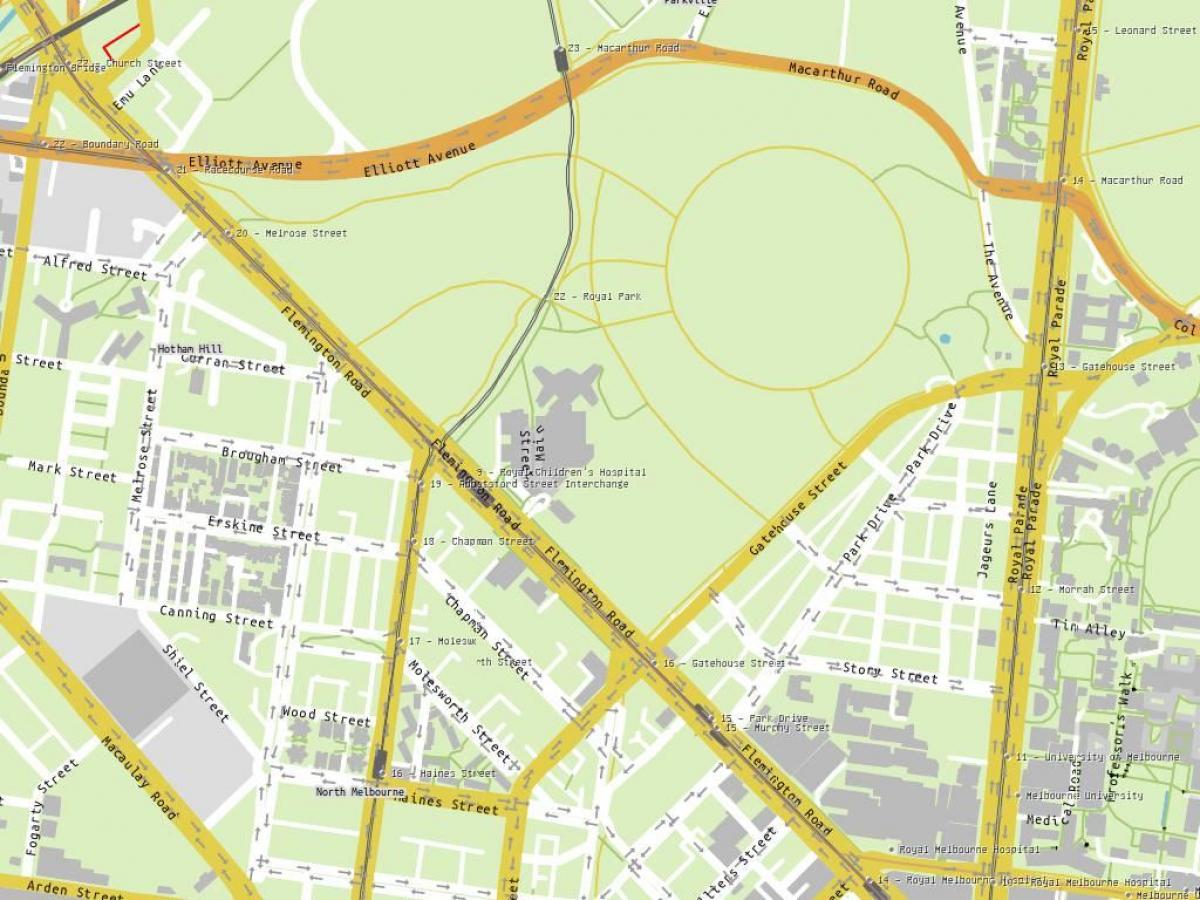 карта на Кралската децата болница Мелбурн