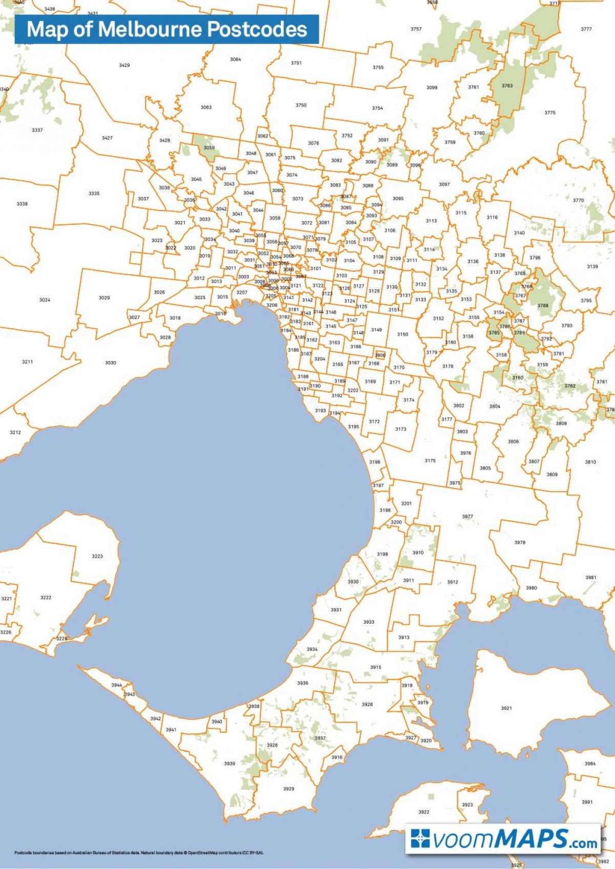 карта на Мелбурн postcodes
