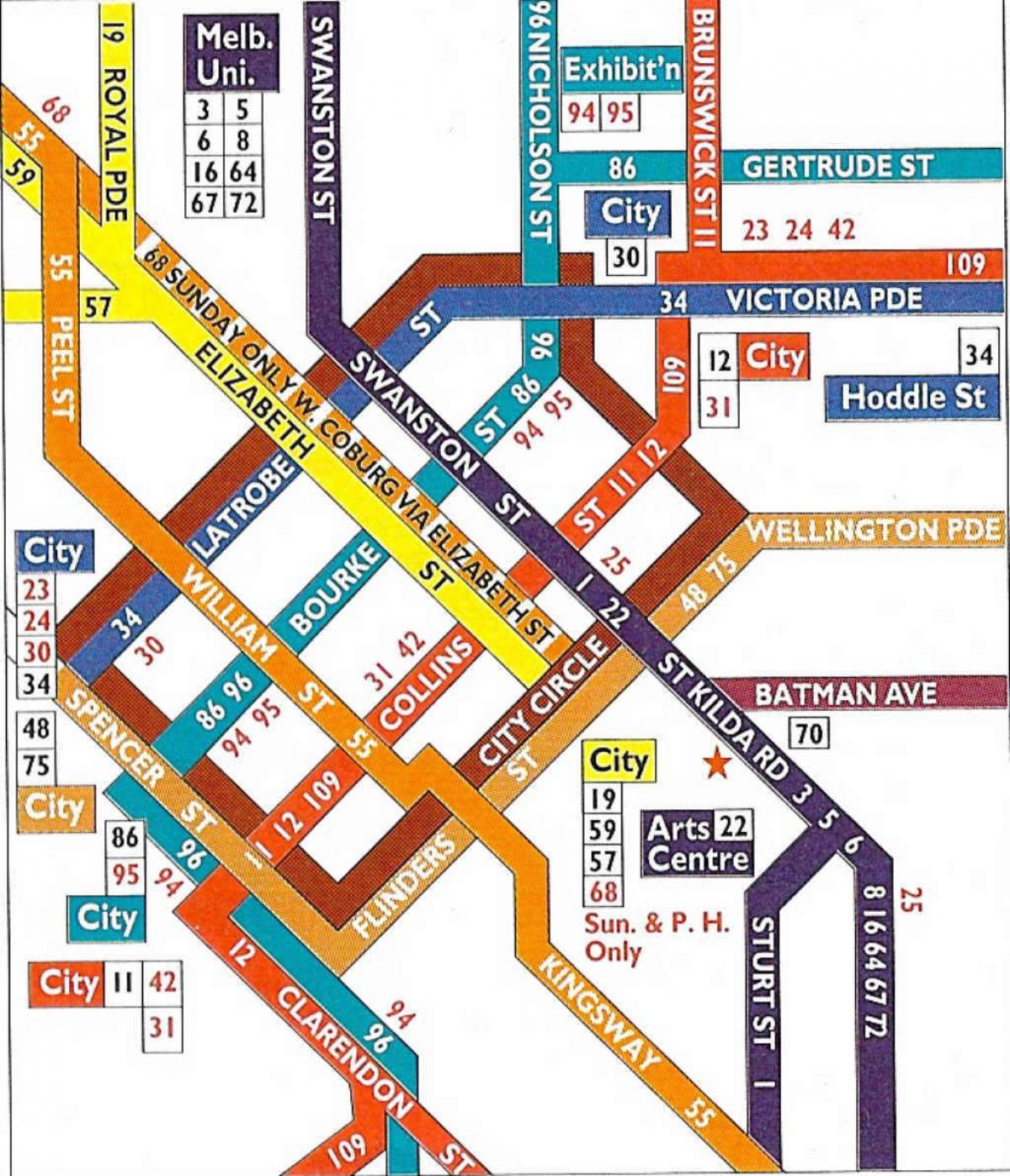 Мелбурн кбр трамвај мапа