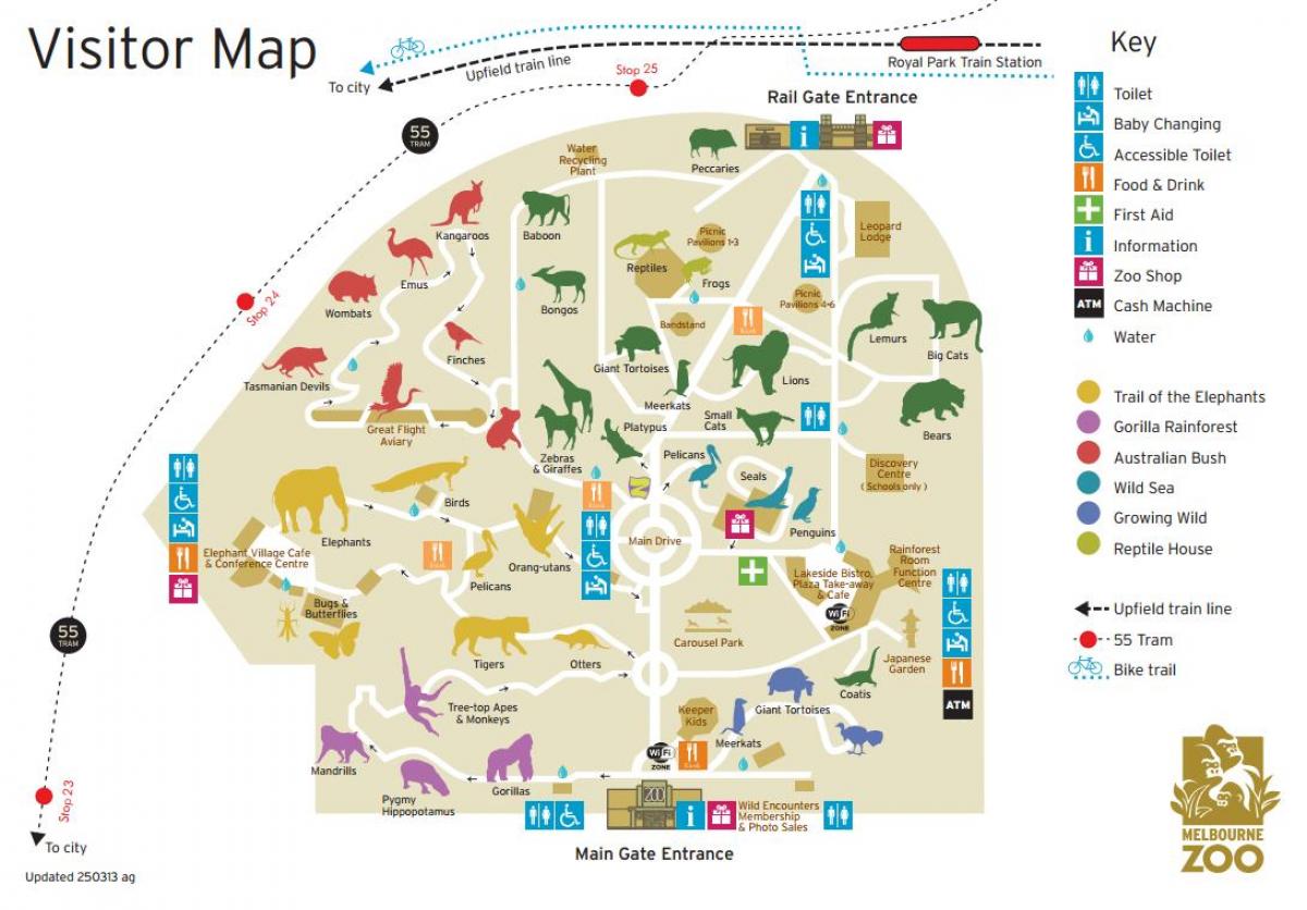 мапа на зоолошката градина Мелбурн
