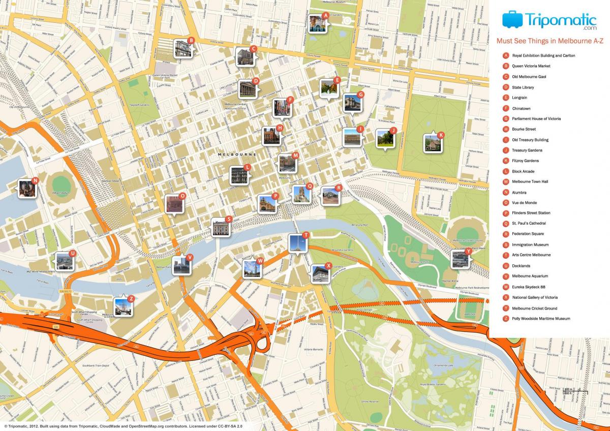 Мелбурн туристичка мапа