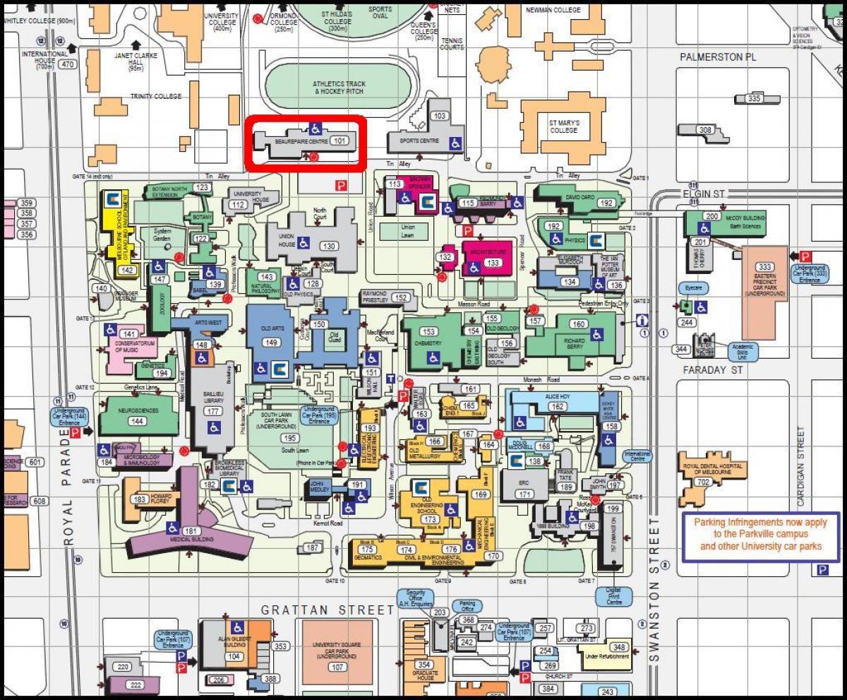 карта на универзитетот Мелбурн