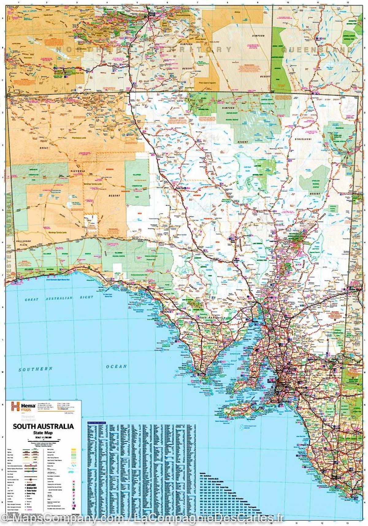 карта на јужна Австралија