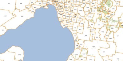 Карта на Мелбурн postcodes