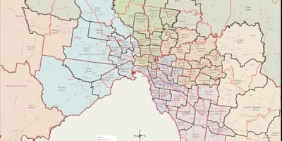 Карта на Мелбурн источните предградски