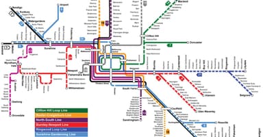 Железничката станица мапата Мелбурн