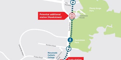 Карта на skyrail Мелбурн мапа